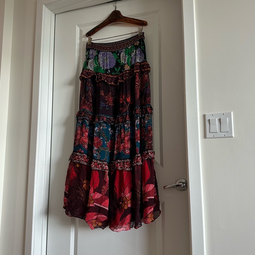 Farm Rio Floral Mix Ruffle Maxi Skirt - Picture 8 of 8